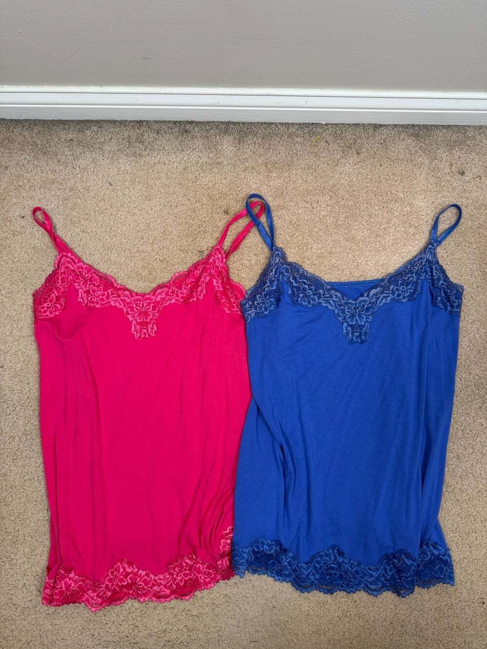 Lane Bryant Lace Cami Tank Tops Set of 2 Size 18/20 Y2K Pink Blue Layer Coquette